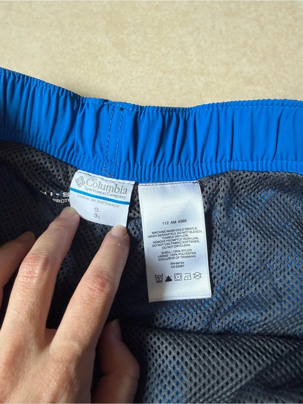 Columbia Mens Cargo Shorts S Packable Blue Belted Mesh Liner Nylon Swim Hiking